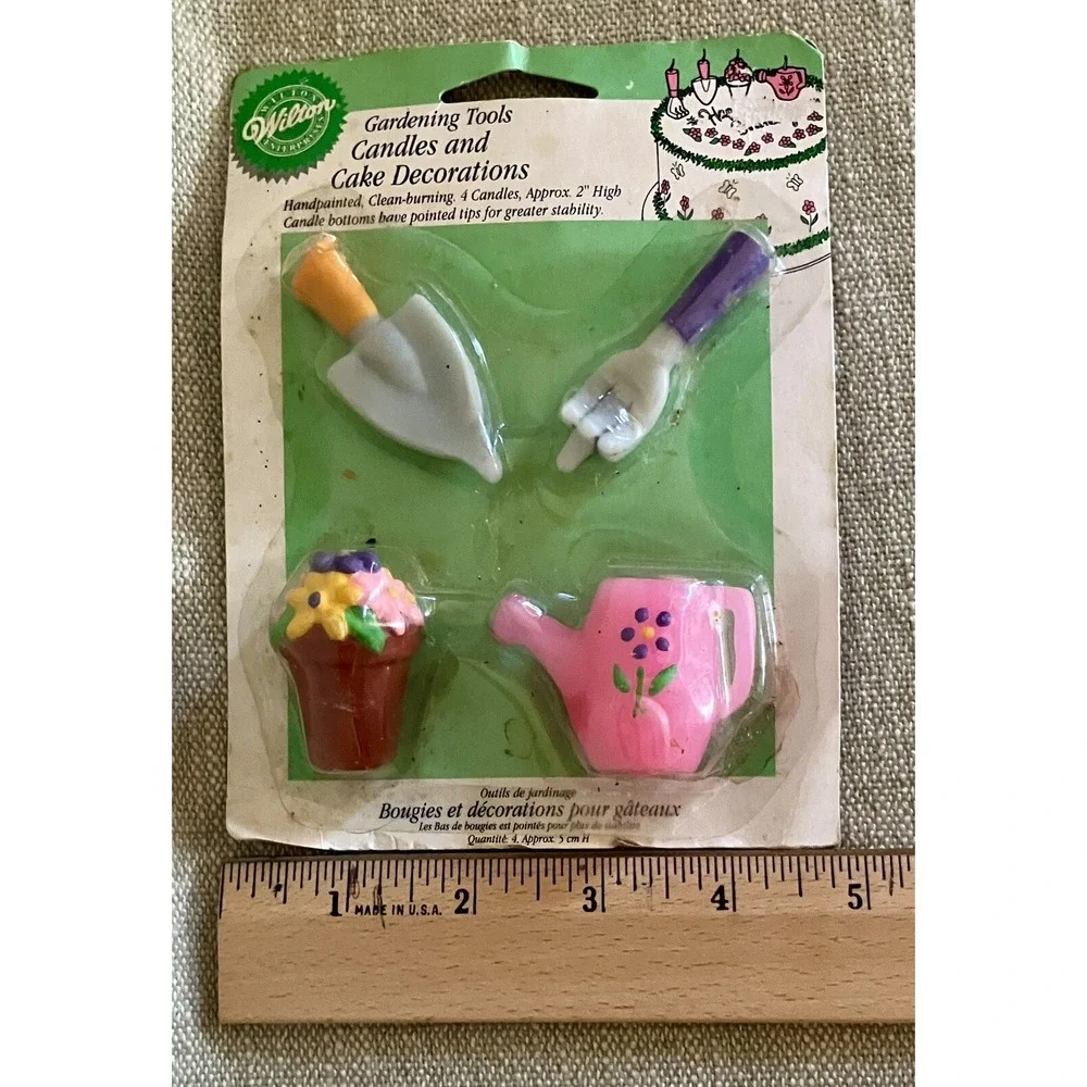 Wilton Gardening Tools Candles Cake Decorations 4 Pack Watering Can 2811-9137